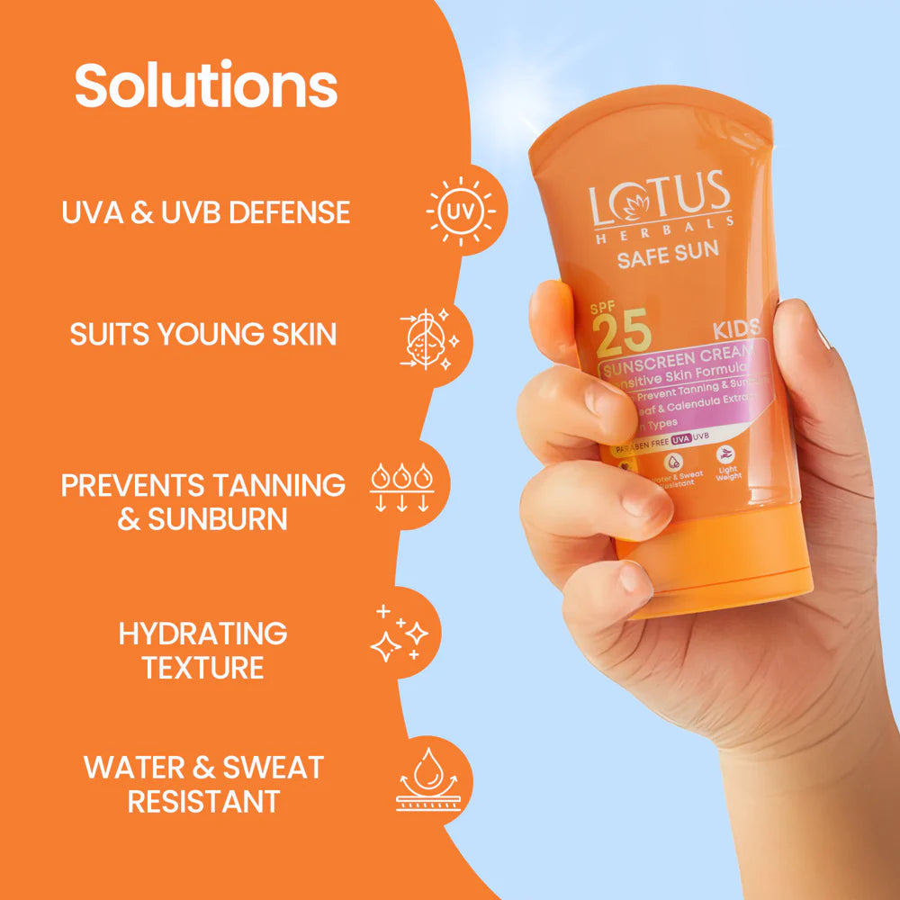 Lotus Herbals Cosmetics Safe Sun Kids Sunscreen Cream SPF-25 100g