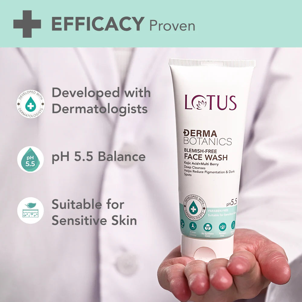 Lotus Cosmetics Derma Botanics Kojic Acid + Multi Berry Blemish Free Facewash 100g