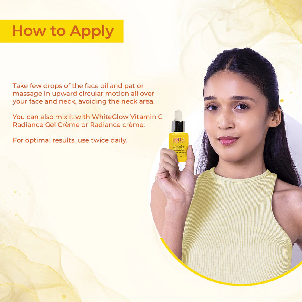 Lotus Herbals Cosmetics WhiteGlow Vitamin C + Gold Radiance Face Oil 15ml