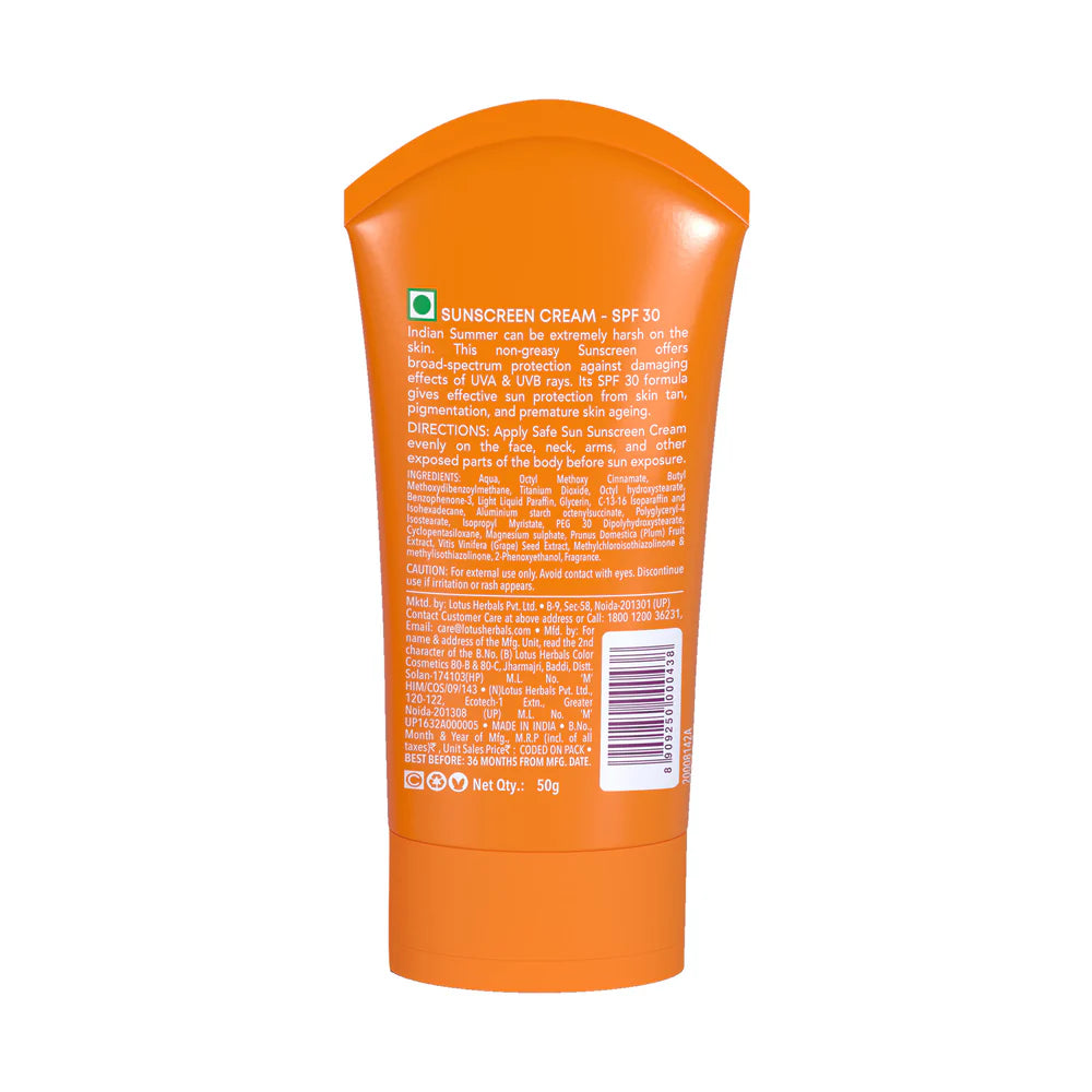 Lotus Herbals Cosmetics Safe Sun Sunscreen Cream SPF 30 PA++