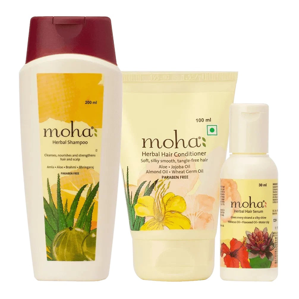 Moha Cosmetics All Herbal Hair Conditioner Shampoo and Serum Combo