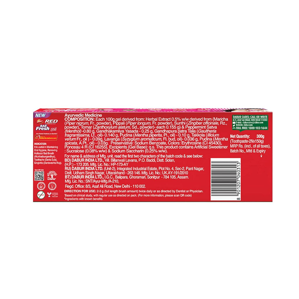 Dabur Ayurvedic Red Bae Fresh Toothpaste Gel