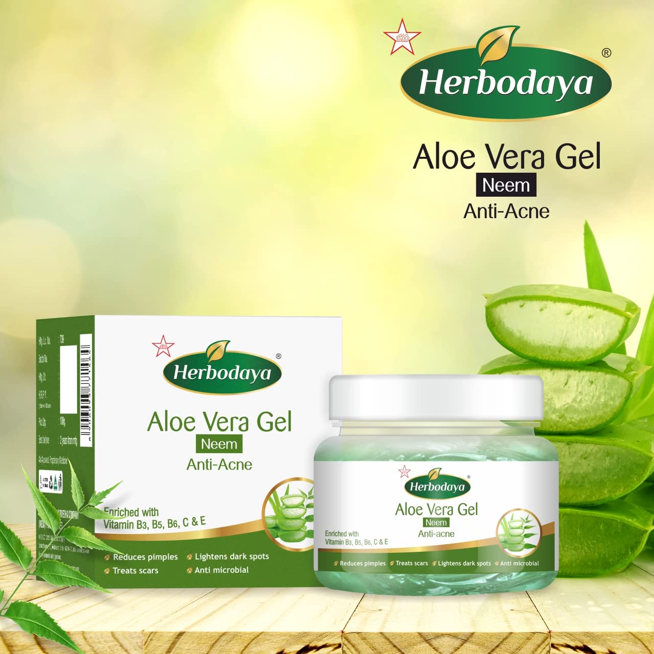 Skm Ayurveda Herbodaya Aloe Vera Gel Neem for Anti Acne 100gm