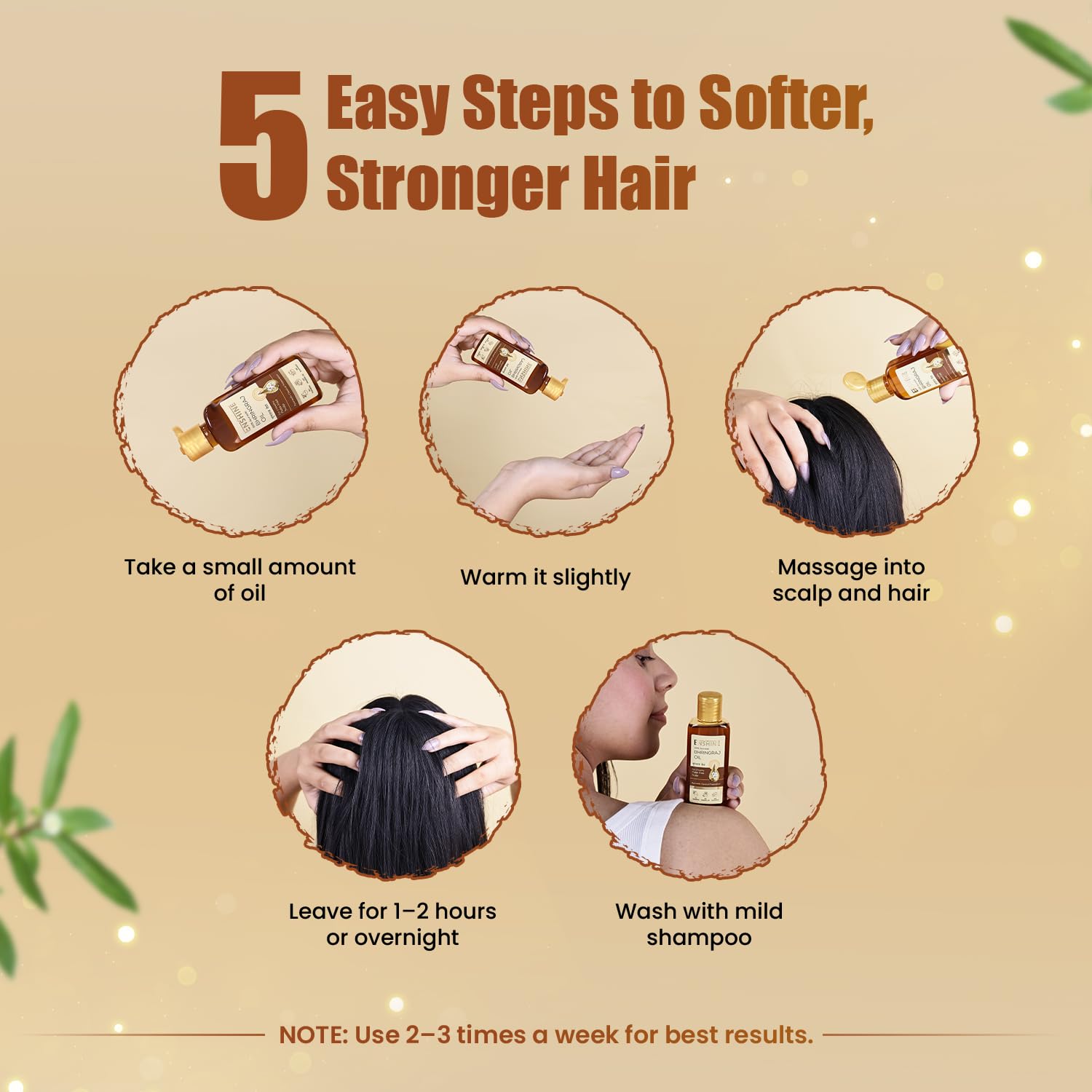 Leeford 100% Ayurvedic Enshine Bhringraj Hair Oil 3 X 60ml