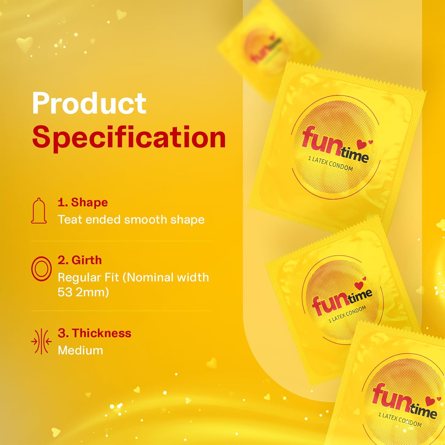 Leeford Funtime Banana Flavored Lubricated Dotted,Ribbed And Contoured Condom 10's