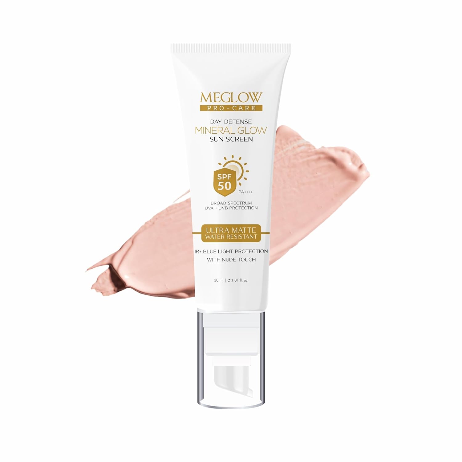 Leeford Meglow Pro Care Mineral Glow Sunscreen SPF 50 PA+++ Ultra Matte Finish 30ml