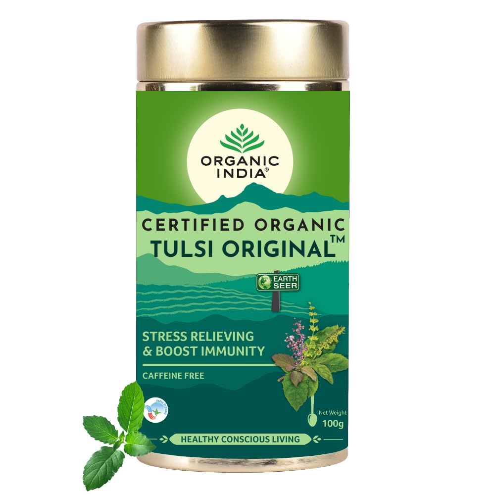 Organic India Tulsi Original Green Tea Teabag & Tin