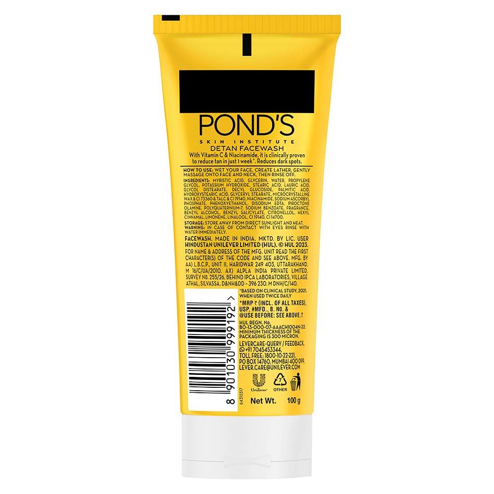 Pond's Detan For Tan Vitamin C Niacinamide Facewash 100gm