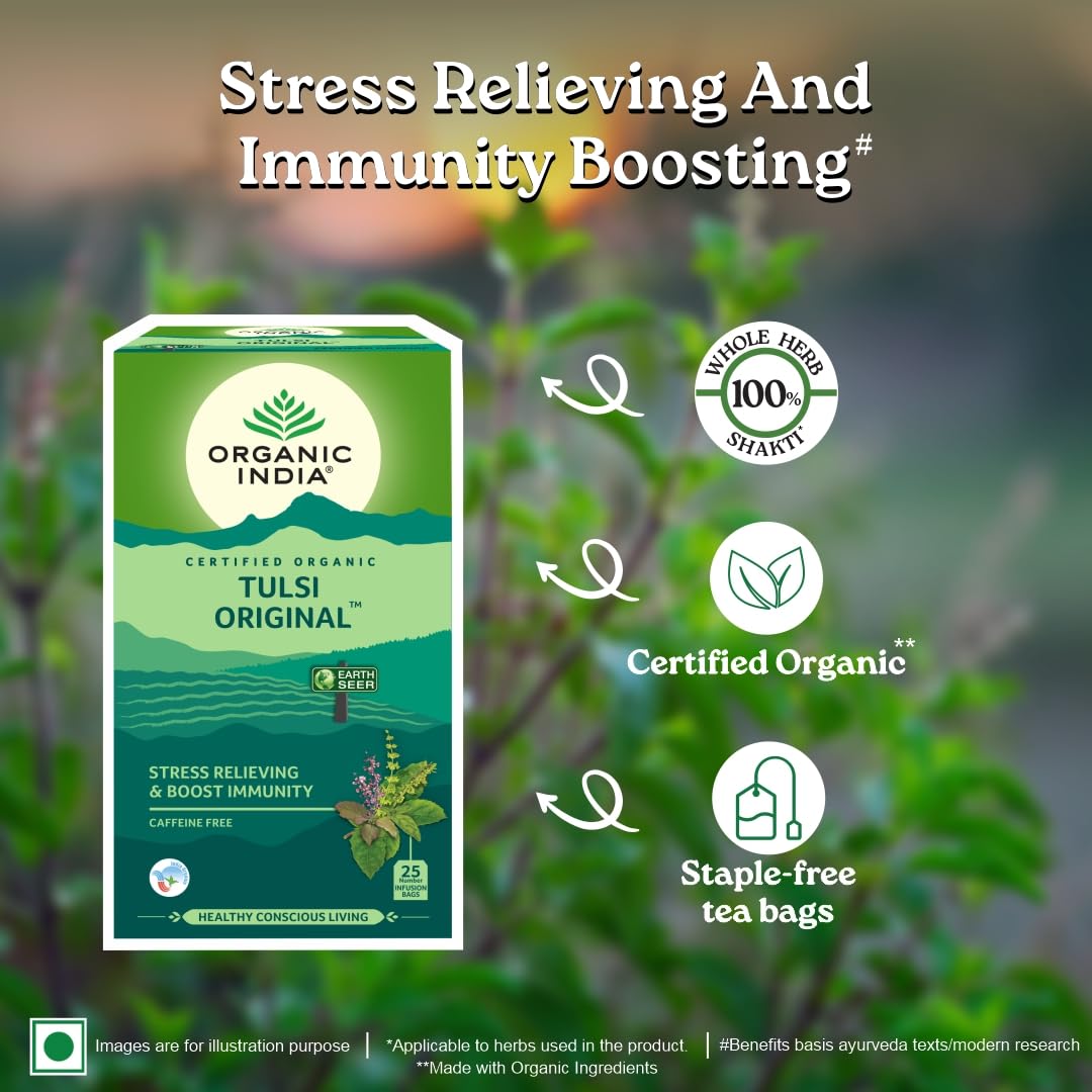 Organic India Tulsi Original Green Tea Teabag & Tin