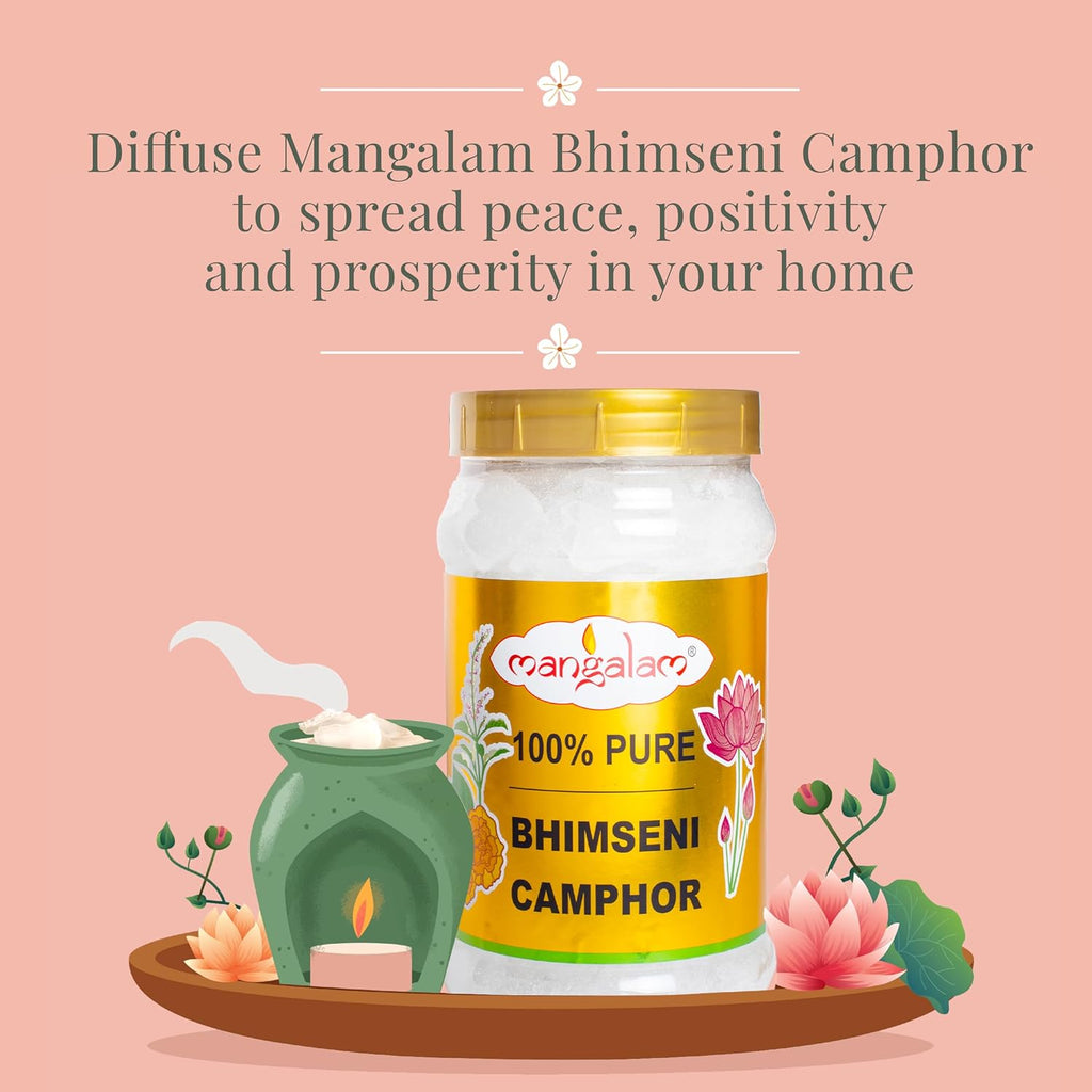 Mangalam 100% Pure Bhimseni Camphor Block pieces Bottle Jar