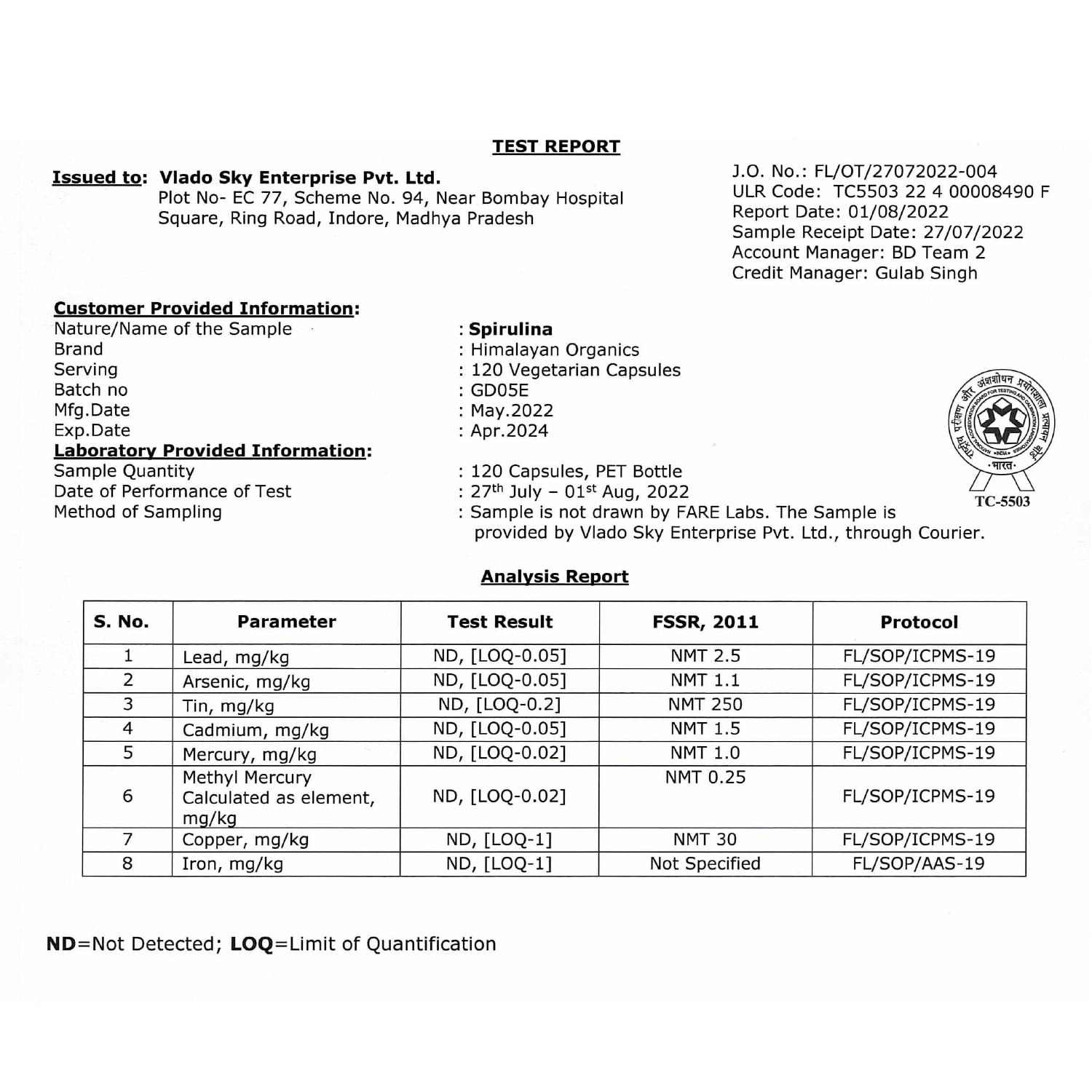 Himalayan Organics Spirulina Vegetarian 60 Capsule