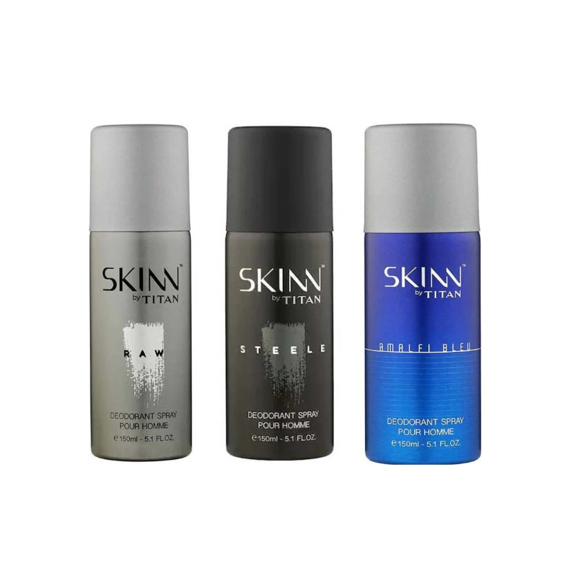 Skinn by Titan Deodorant Spray Pour Homme Raw,Steele & Amalfi Bleu For Men