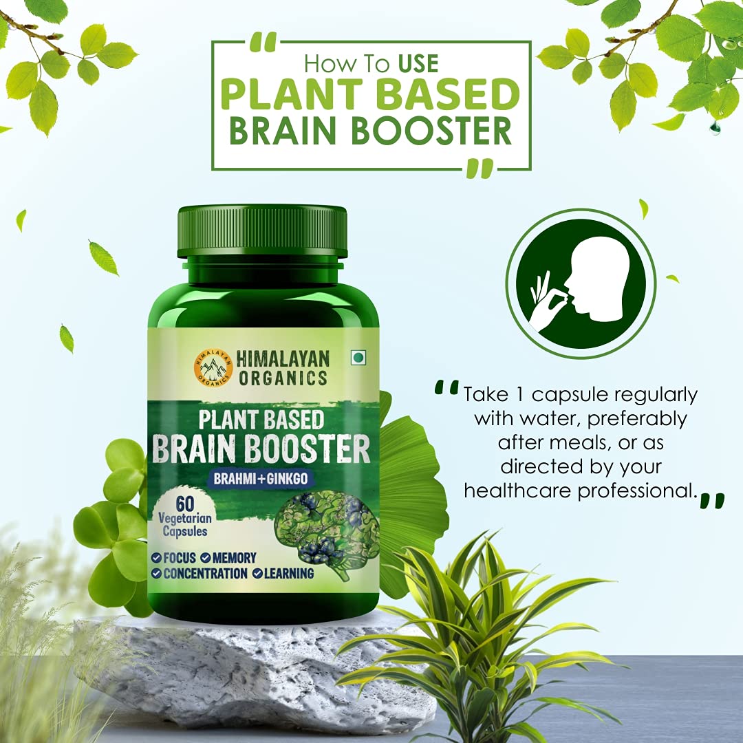 Himalayan Organics Plant Based Brain Booster Ginkgo Brahmi Vegetarian 60 Capsules