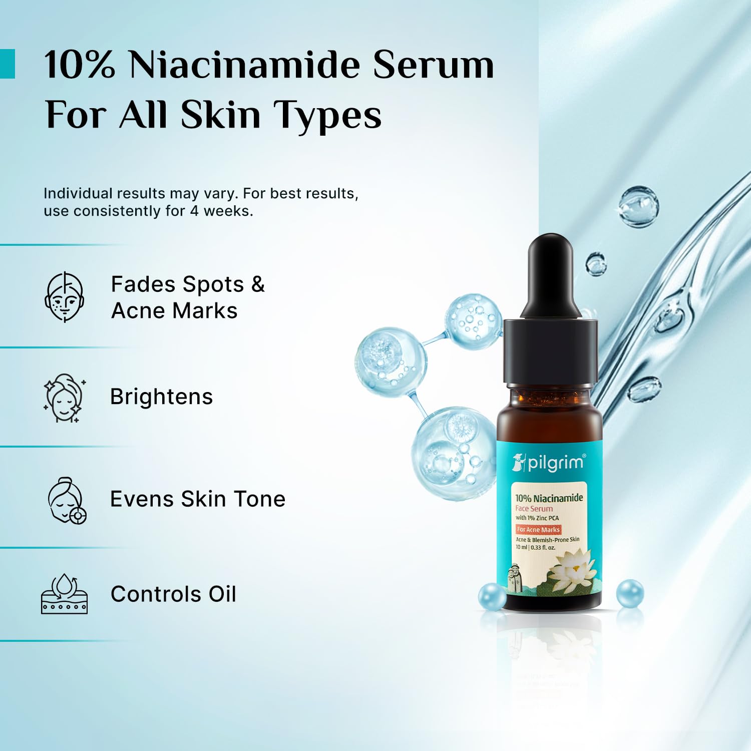 Pilgrim Cosmetics 10% Niacinamide Face Serum With 1% Zinc PCA 30ml