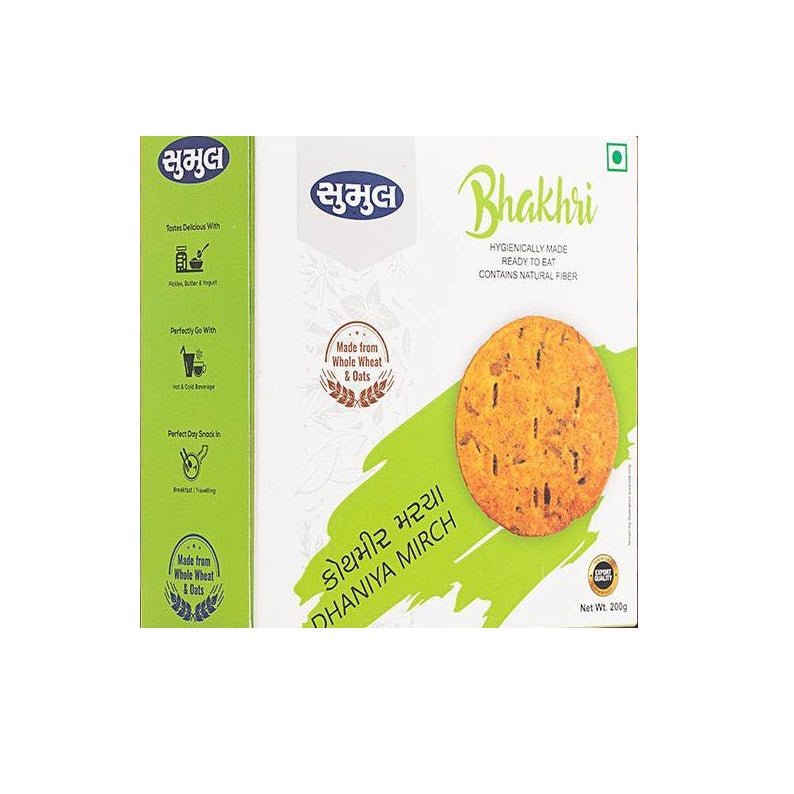 Sumul Dairy (Kothmir Marcha) Dhaniya Mirch Indian Bhakhri Made from whole wheat & oats 200g