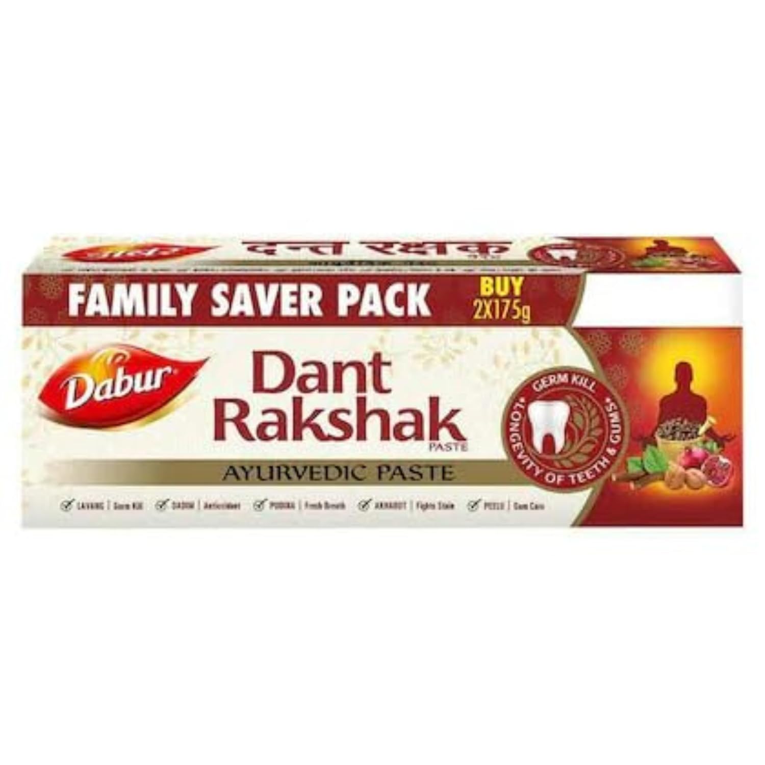 Dabur Ayurvedic Dant Rakshak Toothpaste 175g Pack of 2