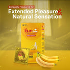 Leeford Funtime Banana Flavored Lubricated Dotted,Ribbed And Contoured Condom 10's