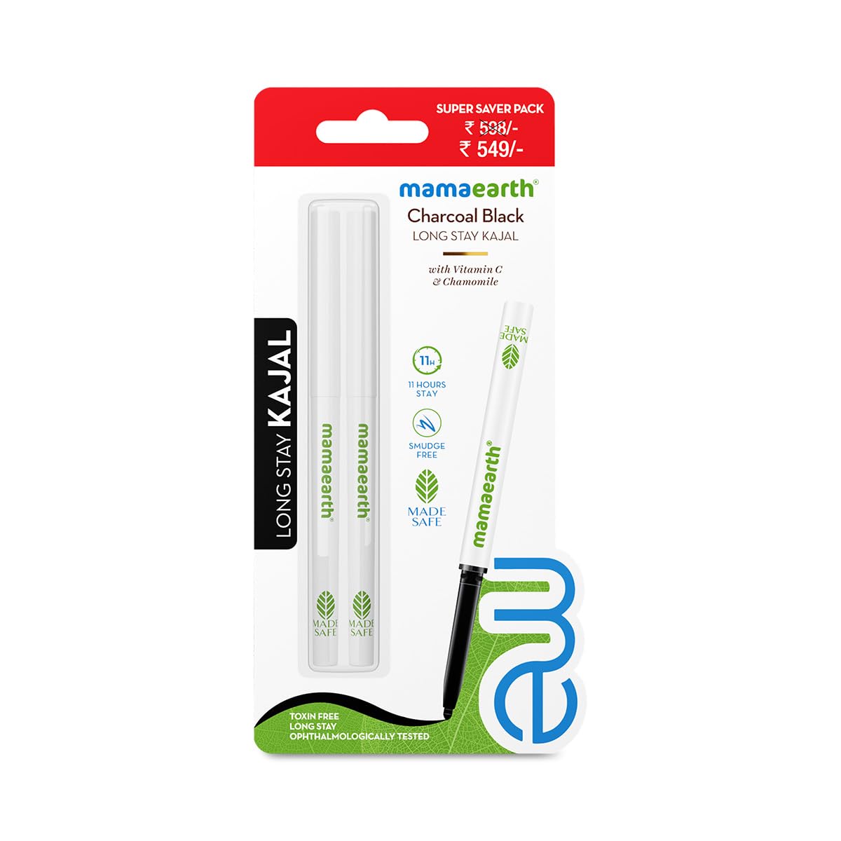 Mamaearth Pack of 2 Charcoal Black Long Stay Eye Kajal