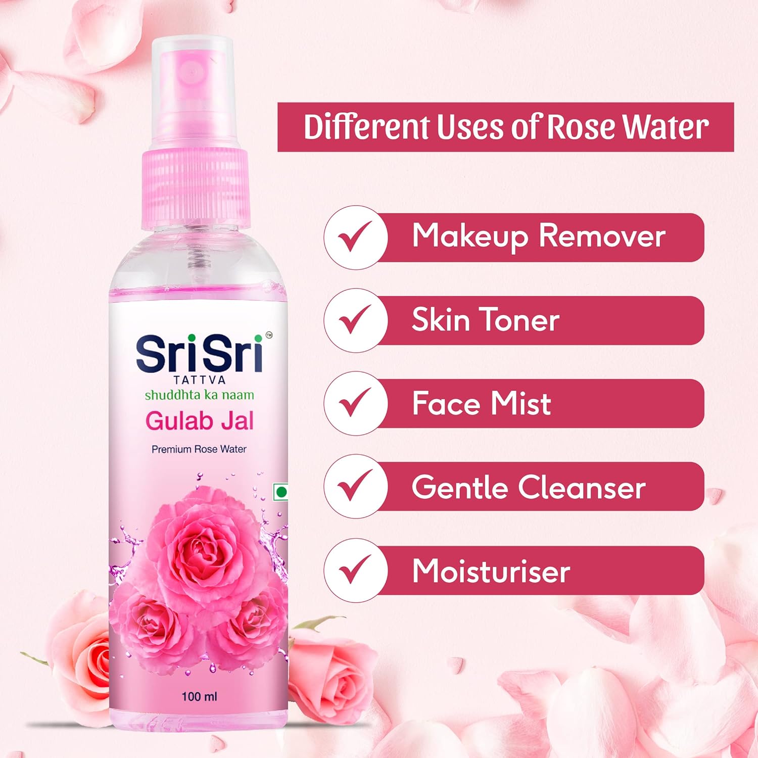 Sri Sri Tattva Gulab Jal Premium Rose Water Spray 100ml
