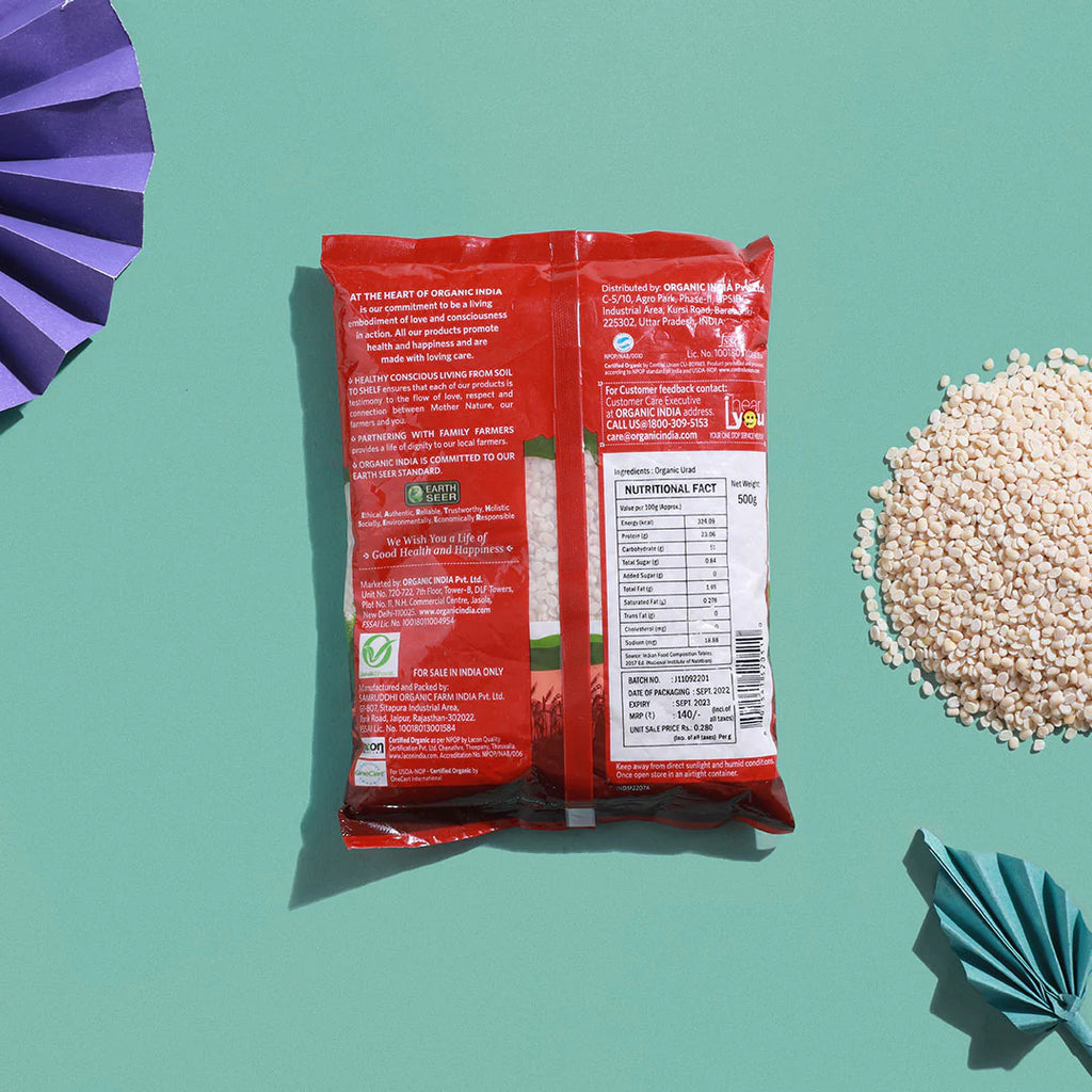 Organic India Organic Urad Split (White) 500g