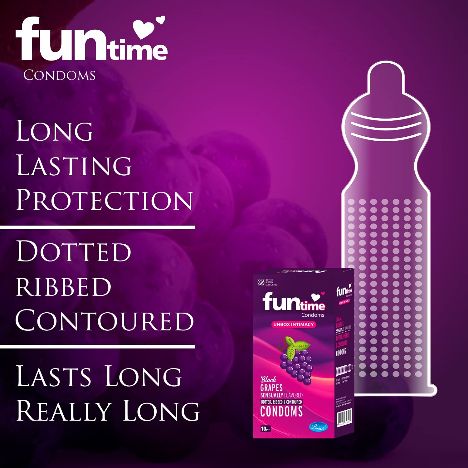 Leeford Funtime Black Grapes Flavored Condom 10 Piece