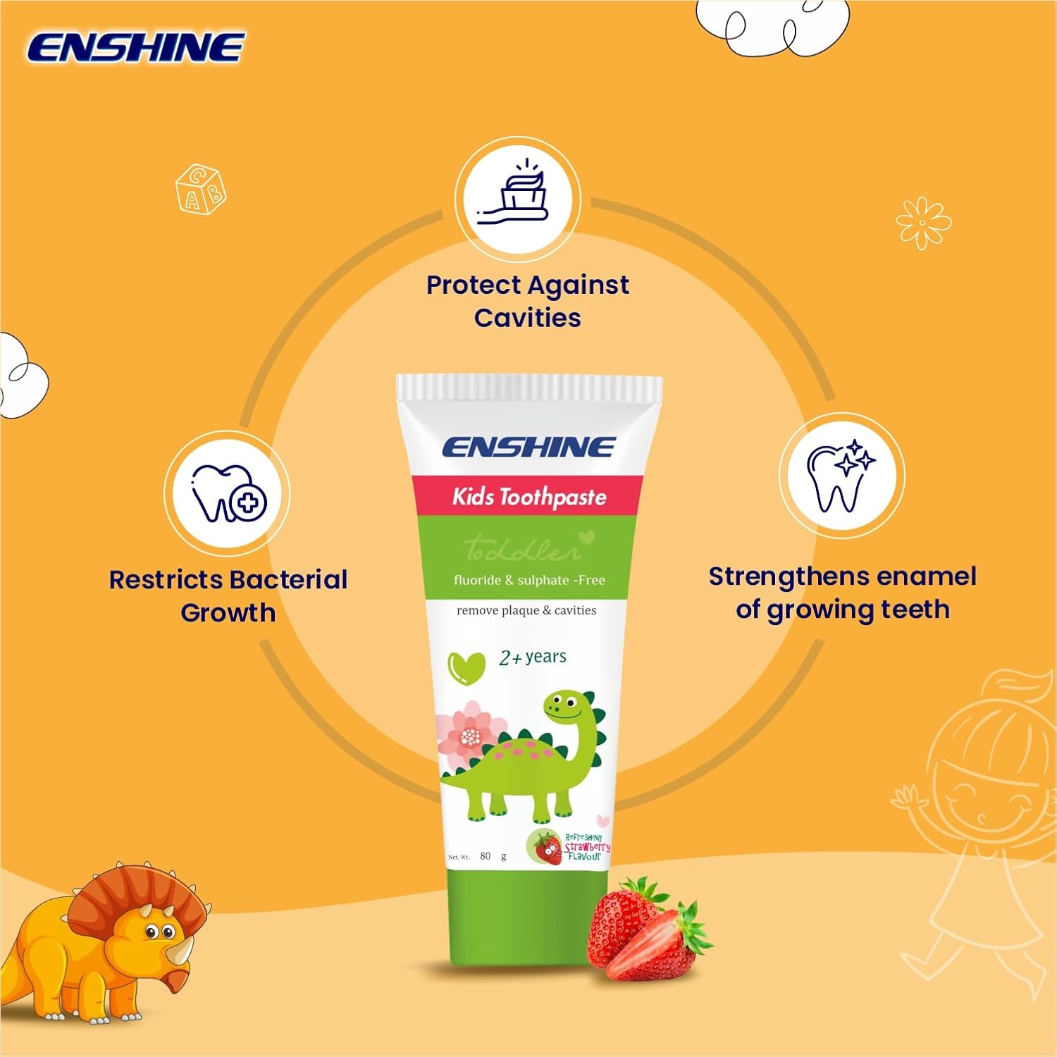 Leeford Enshine Kids Toothpaste [2+ Years] Strawberry Flavor