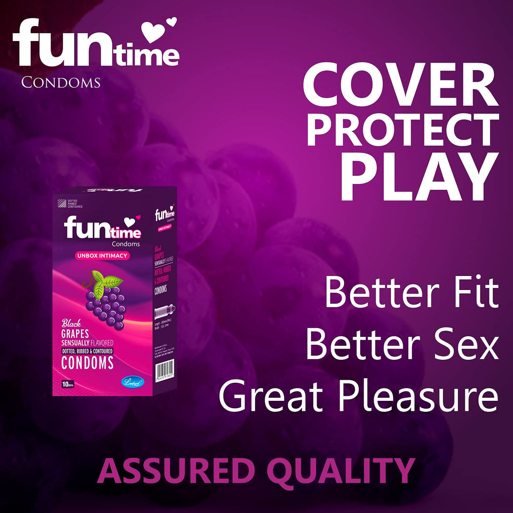 Leeford Funtime Black Grapes Flavored Condom 10 Piece