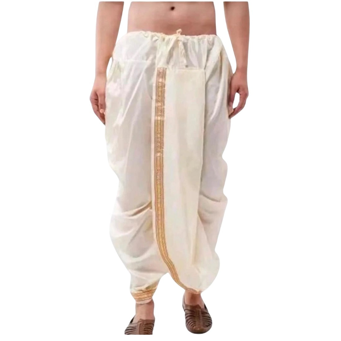 Indian Ethnic Party Wear Pure Soft Silk Border Readymade Men Dhoti for Dhoti Lovers