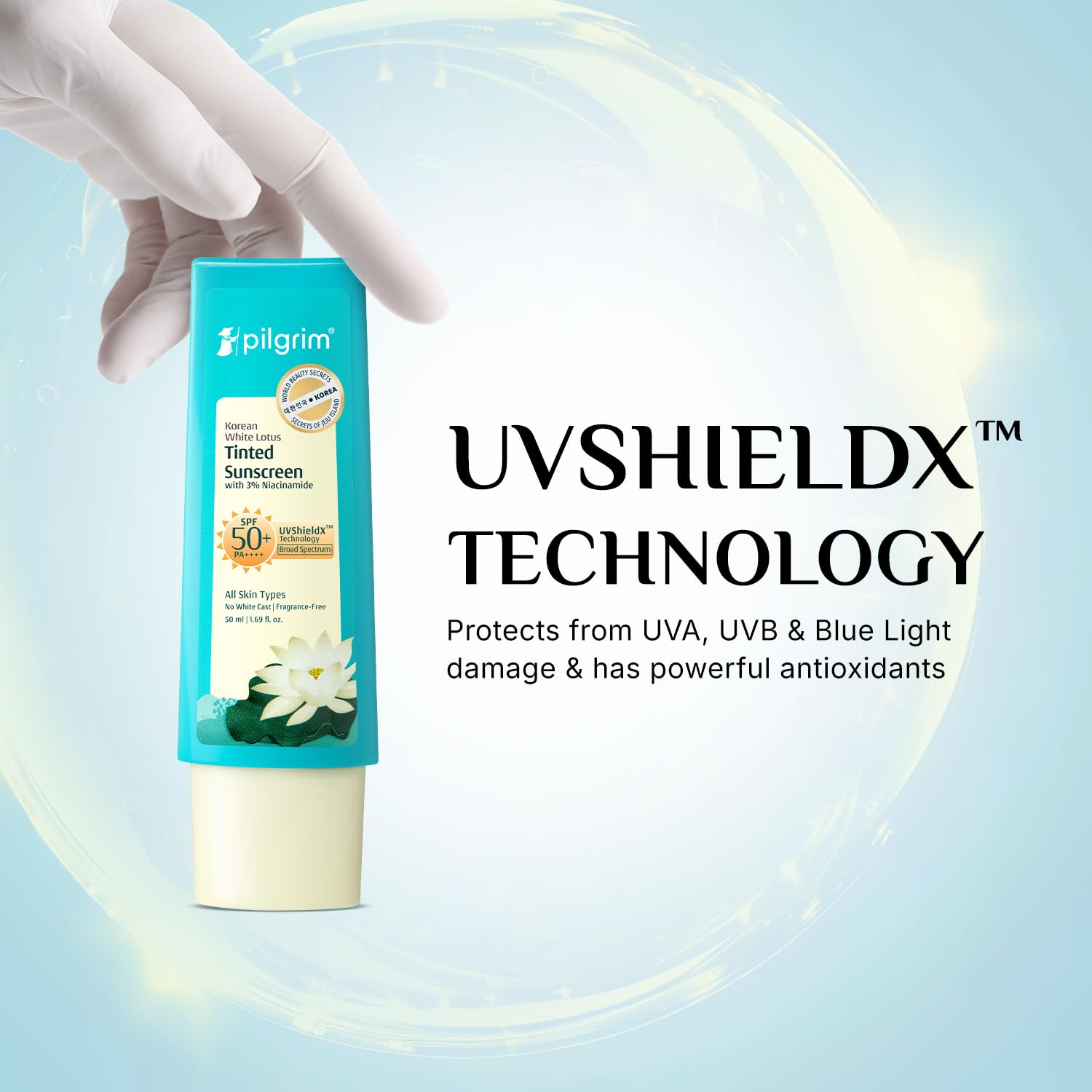 Pilgrim Cosmetics Korean White Lotus Tinted Sunscreen SPF 50+ PA++++ 50ml