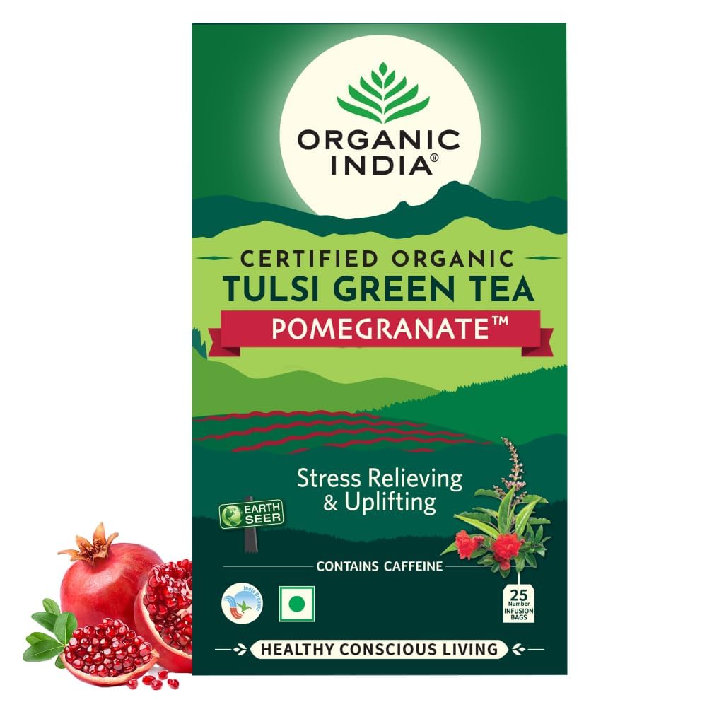 Organic India Tulsi Green Tea Pomegranate Flavour 25 Infusion Bag