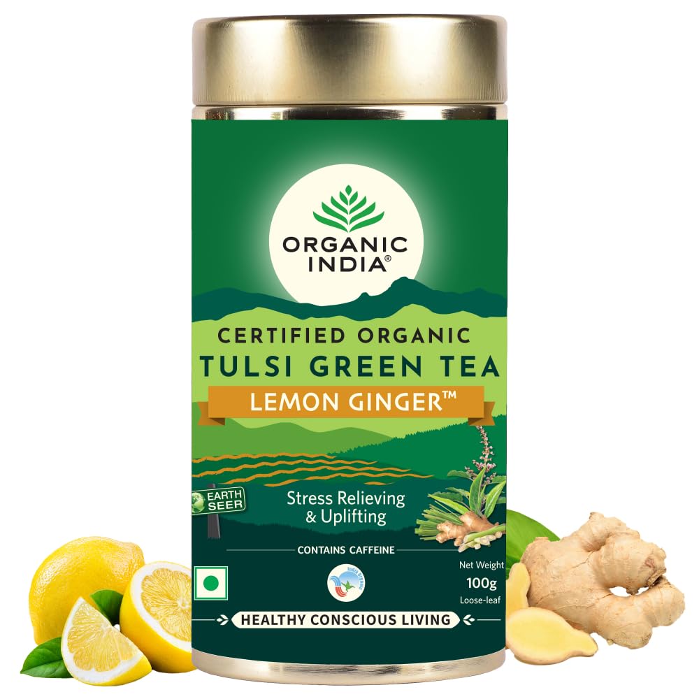 Organic India Tulsi Green Tea Lemon Ginger Infusion Teabag