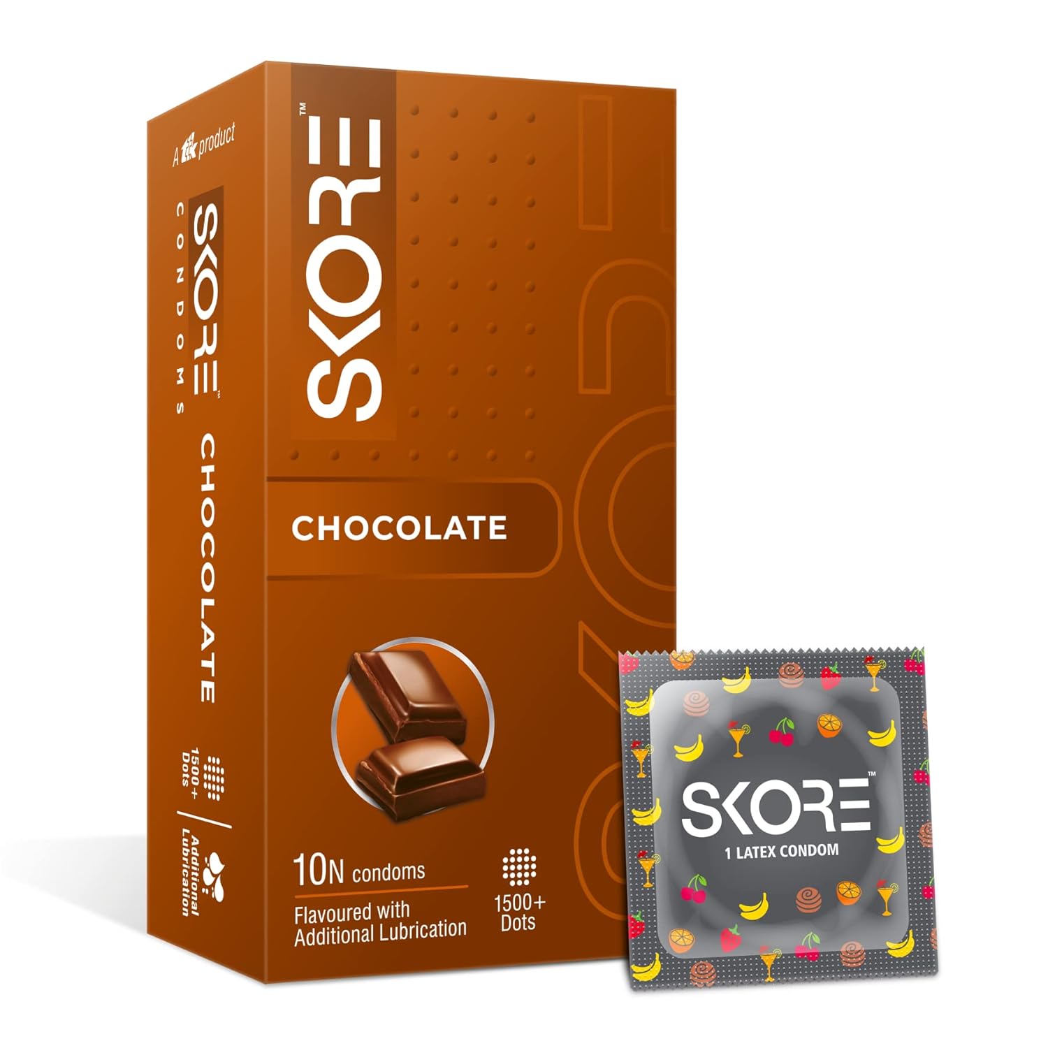 TTK Healthcare Skore Dotted Banana,Blue & Chocolate,Orange &Strawberry Flavored Colored Condoms