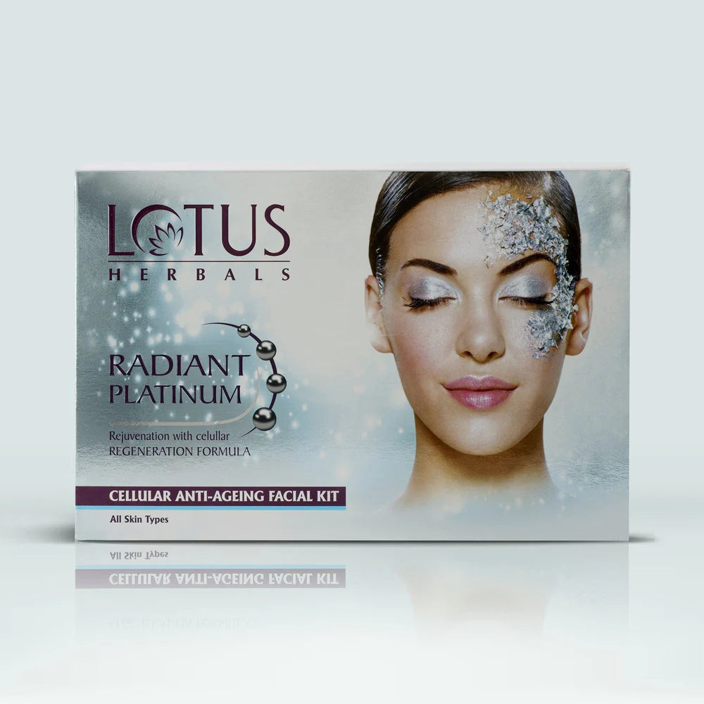 Lotus Herbals Cosmetics Radiant Platinum Cellular Anti Ageing Salon Grade Single Facial Kit