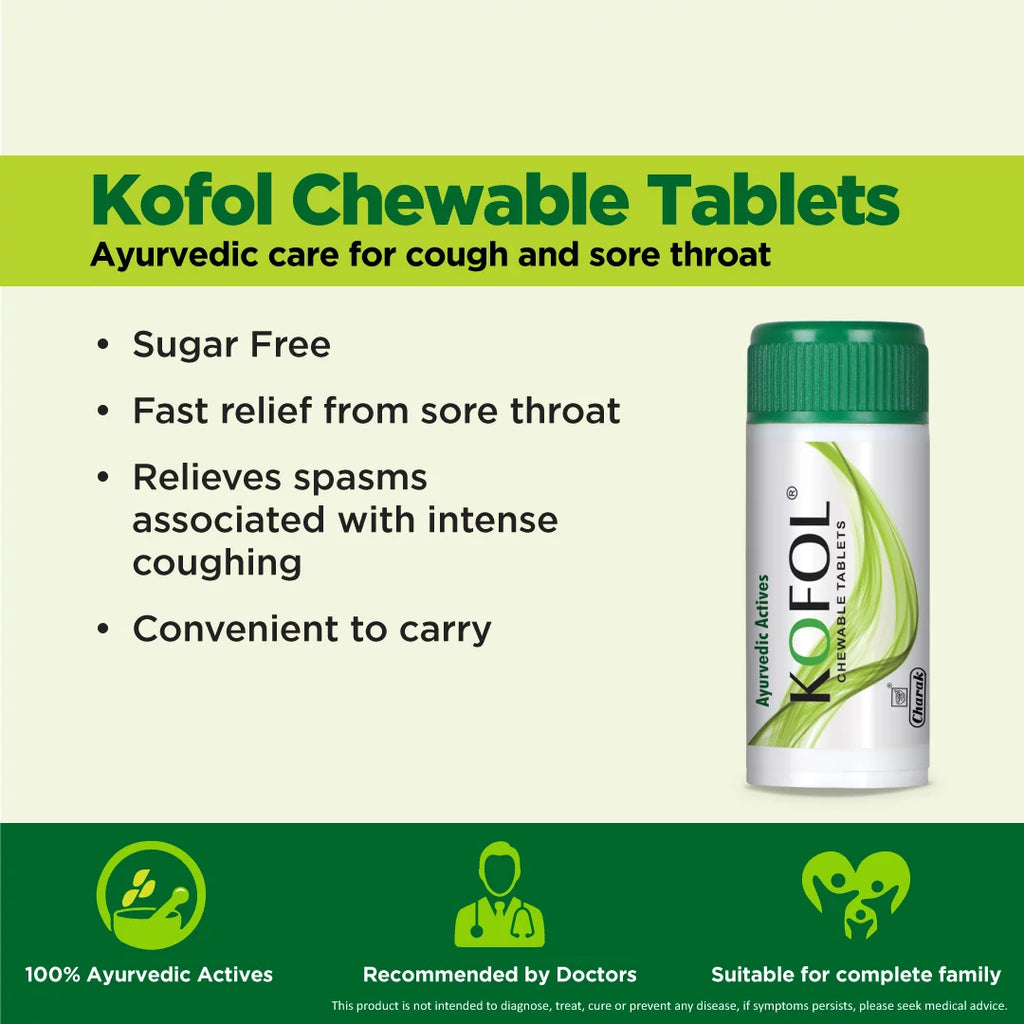 Charak Kofol Syrup,Roll On,Gargle,Rub,Chewable Tablets,Immunity Tablets & Kadha Range Kit
