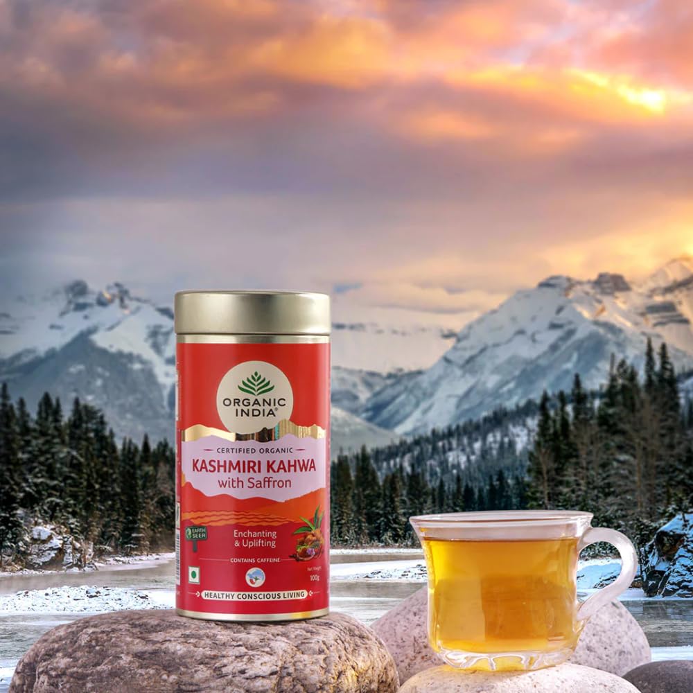 Organic Indiaa Kashmiri Kahwa with Saffron 100gm Tin