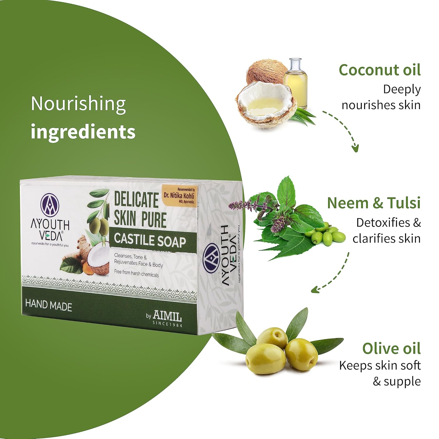 Aimil Ayouthveda Cosmetics Delicate Skin Pure Handmade Castile Soap 110g