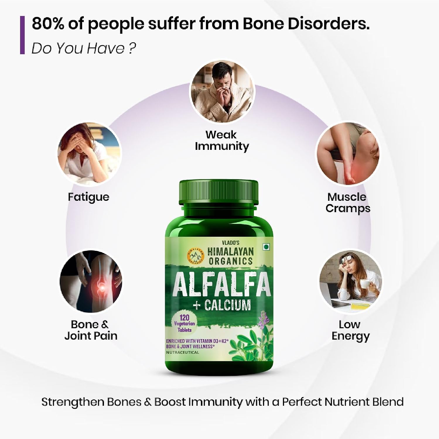 Himalayan Organics Alfalfa + Calcium 1200mg Vegetarian 120 Tablets