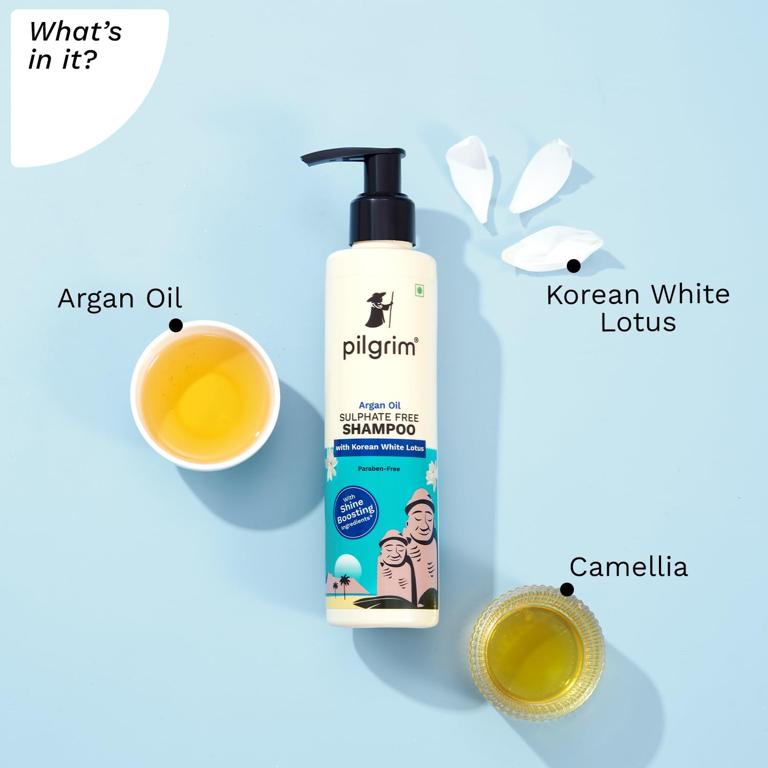 Pilgrim Cosmetics Sulphate Free Hair Shampoo with Argan Oil, Camellia & White Lotus 200ml