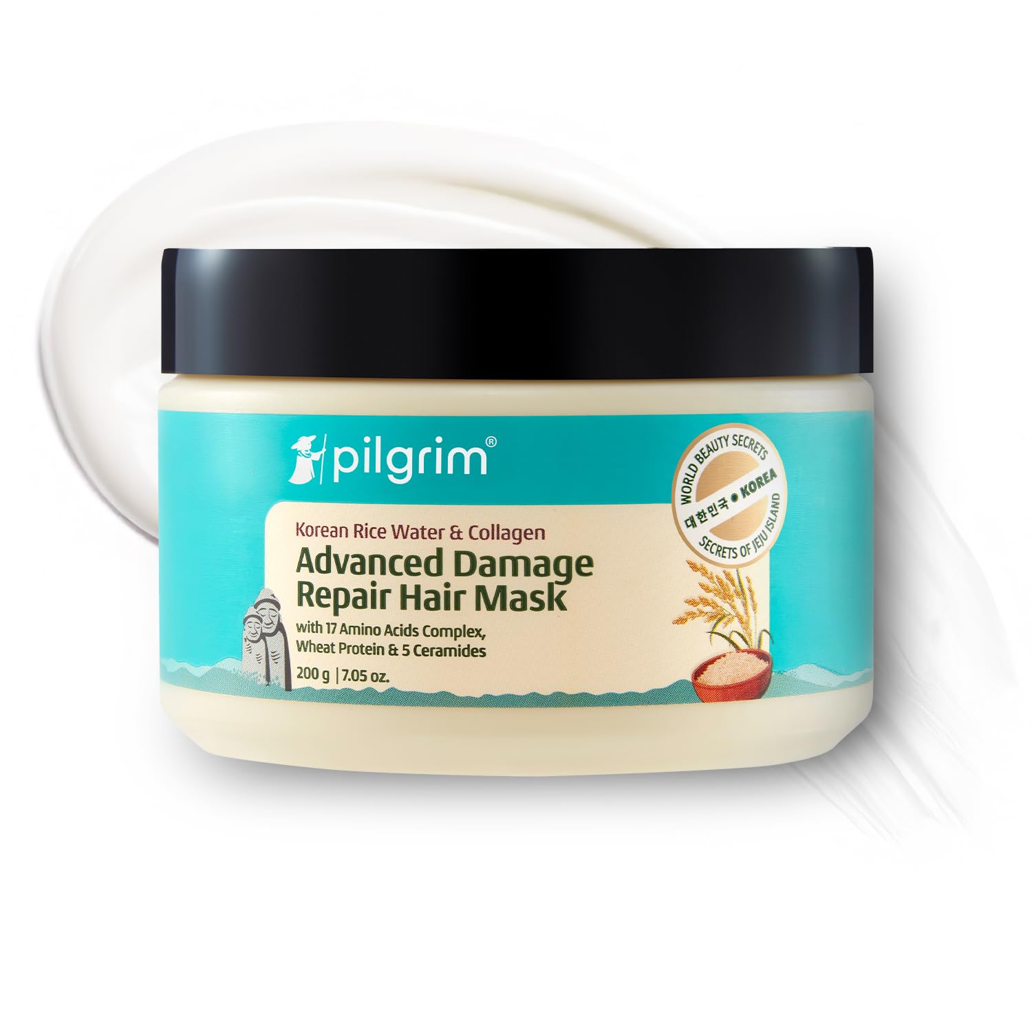 Pilgrim Cosmetics Korean Rice Water & Collagen Advanced Damage Repair Hair Mask 200 g | 7.05 oz