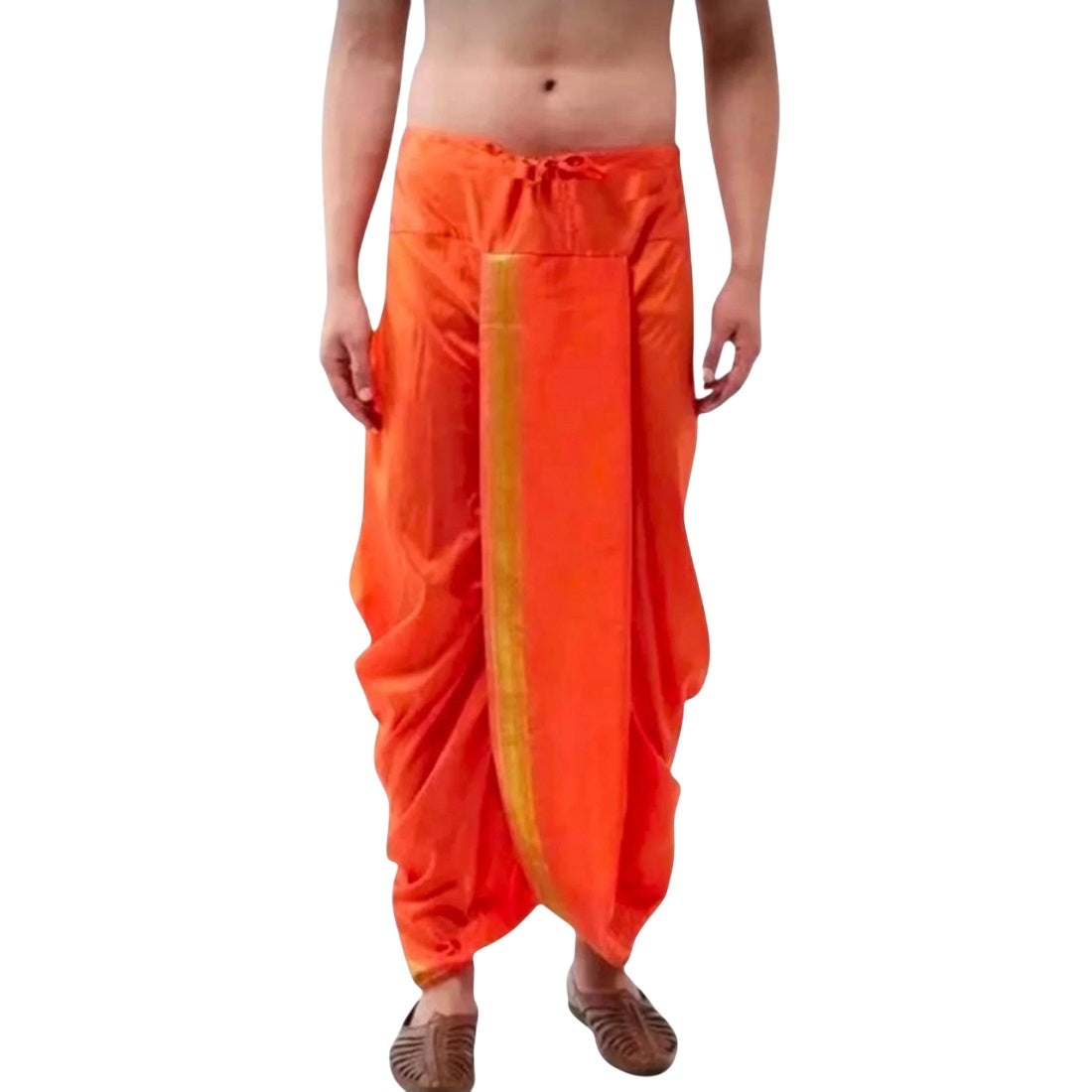 Indian Ethnic Party Wear Pure Soft Silk Border Readymade Men Dhoti for Dhoti Lovers