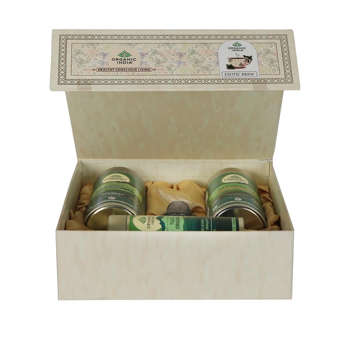 Organic India Exotic Brew Gift Box with Tea Infuser 3 X 100g