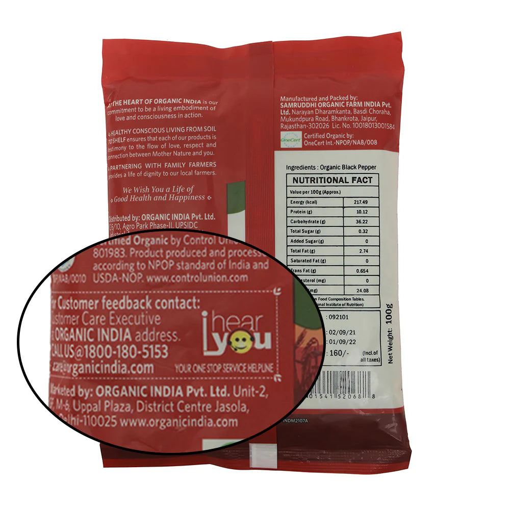 Organic India Black Pepper 100g
