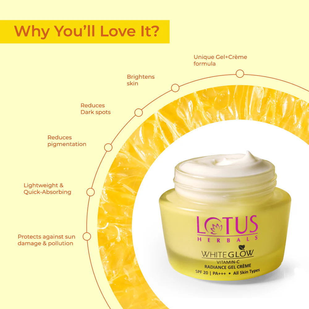 Lotus Herbals Cosmetics WhiteGlow Vitamin C Radiance Gel Creme SPF 20 PA+++ 50g