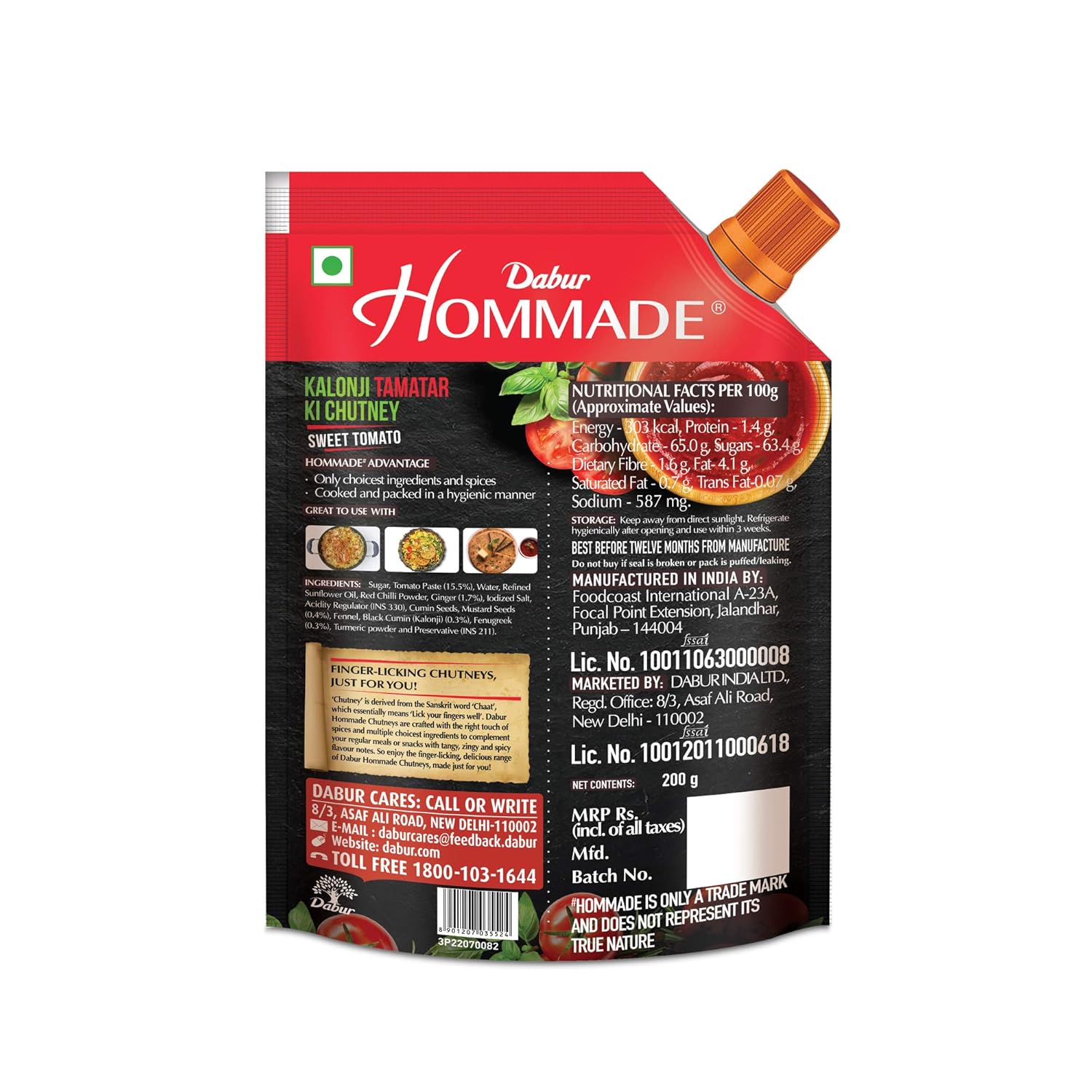 Dabur Hommade Sweet Tomato Chutney 200g