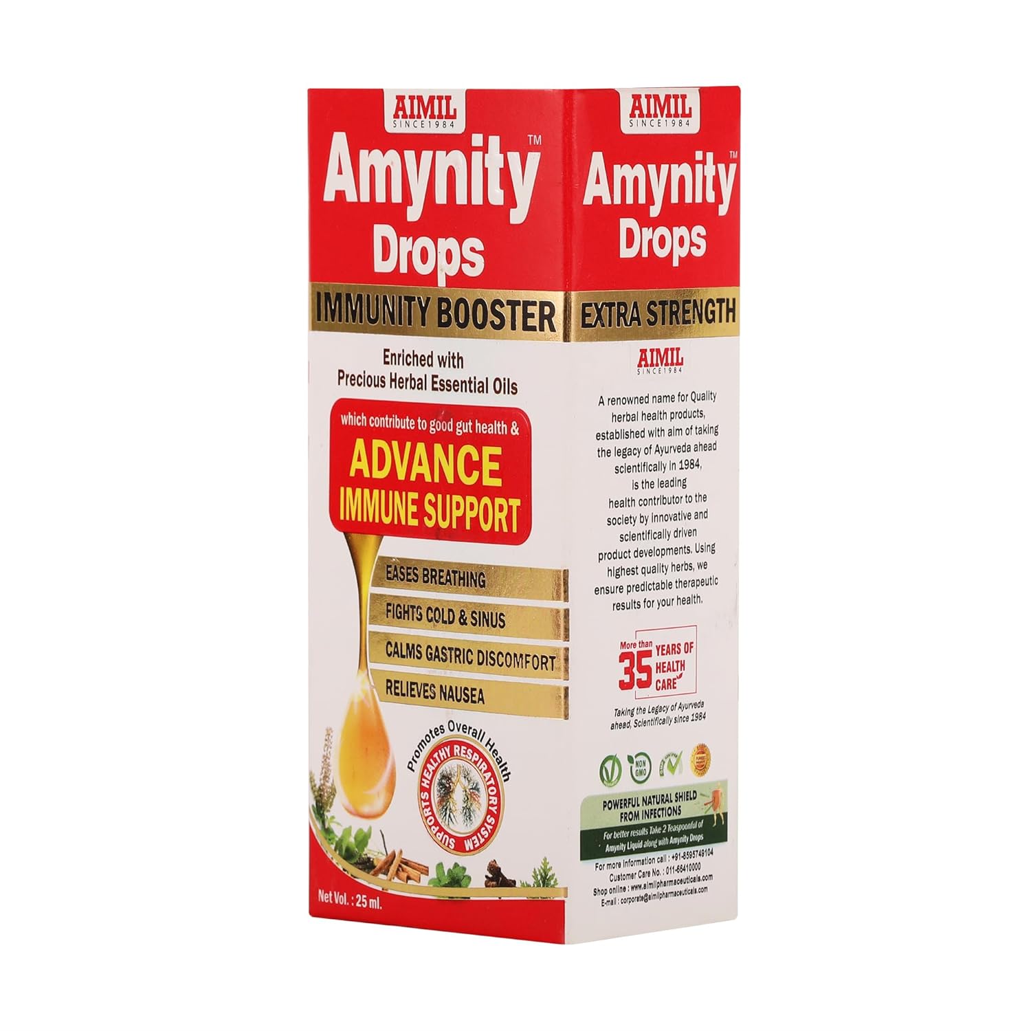 Aimil Ayurvedic Amynity Plus Immune Support Liquid Sugar Free & Drops