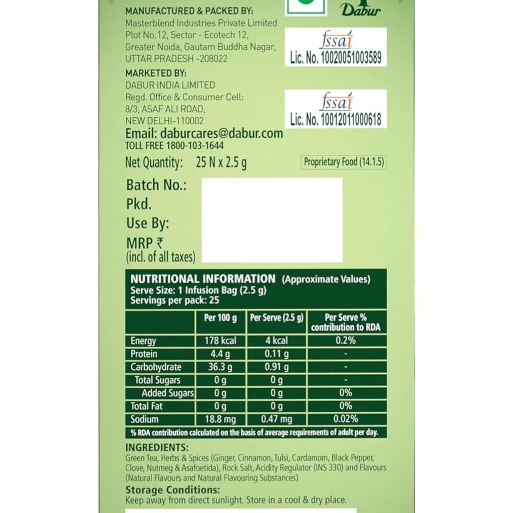 Dabur Ayurvedic Vedic Detox Kahwa Green Tea 25 Teabags