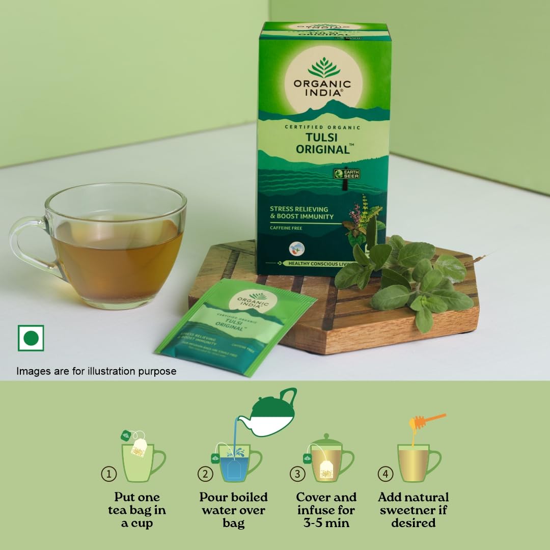 Organic India Tulsi Original Green Tea Teabag & Tin
