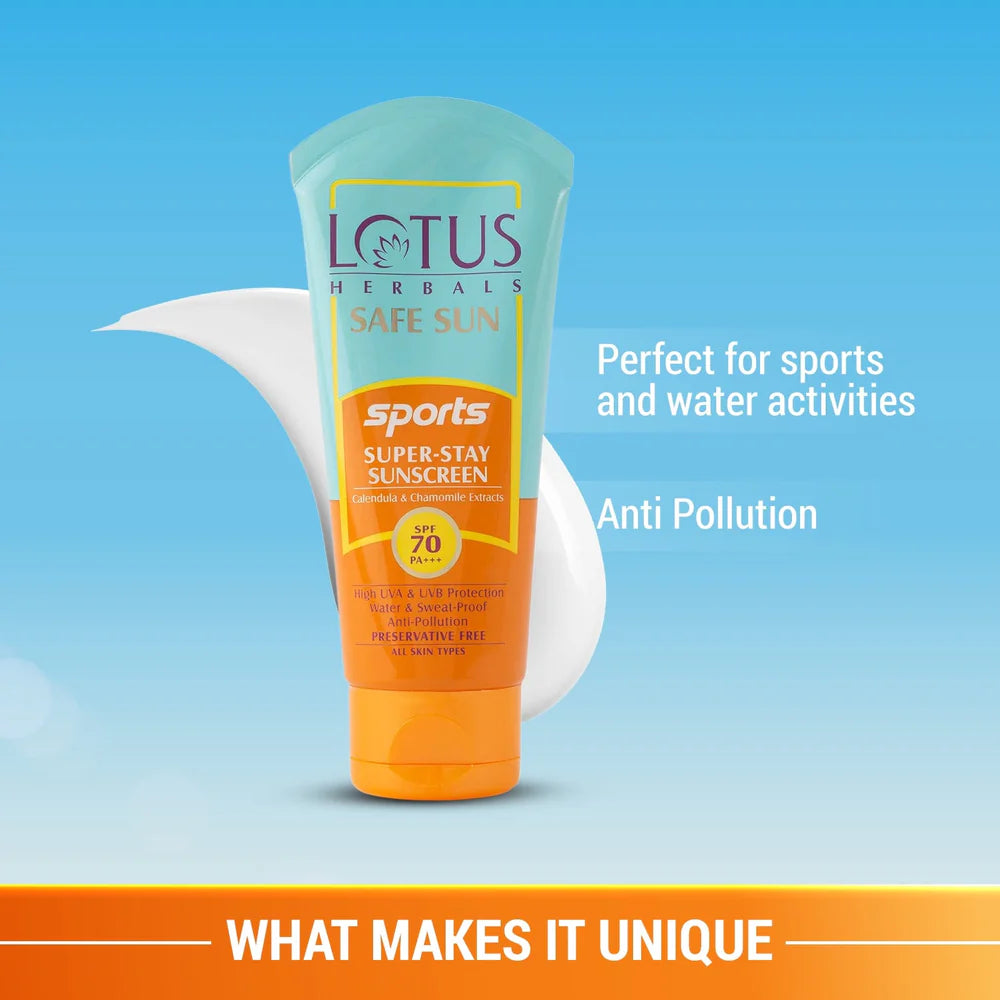 Lotus Herbals Cosmetics Safe Sun Sports Super-Stay Sunscreen SPF 70 PA+++
