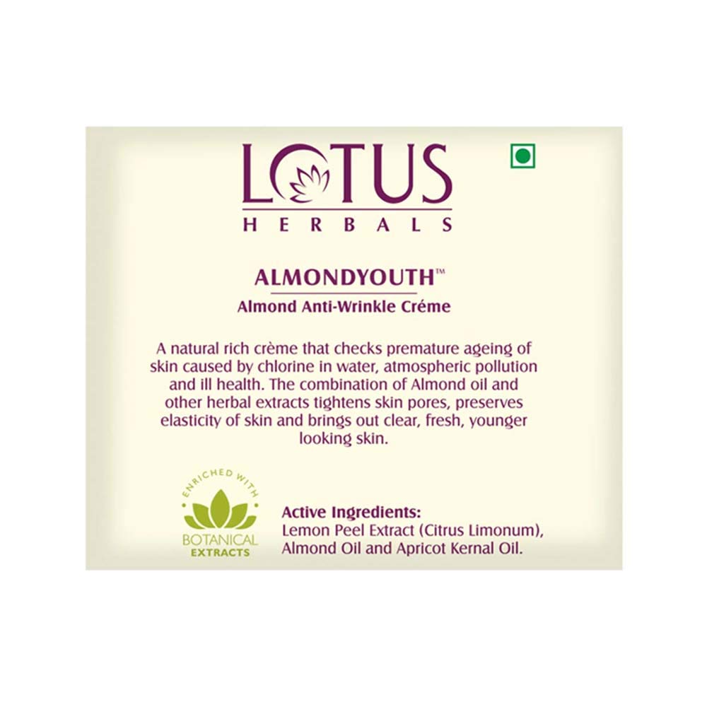 Lotus Herbals Cosmetics Almondyouth Almond Anti Wrinkle Cream 50g