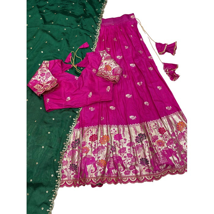 Indian Women Ethnic Party Wear Pure Soft Saree Set Lehengha Blouse Dupatta